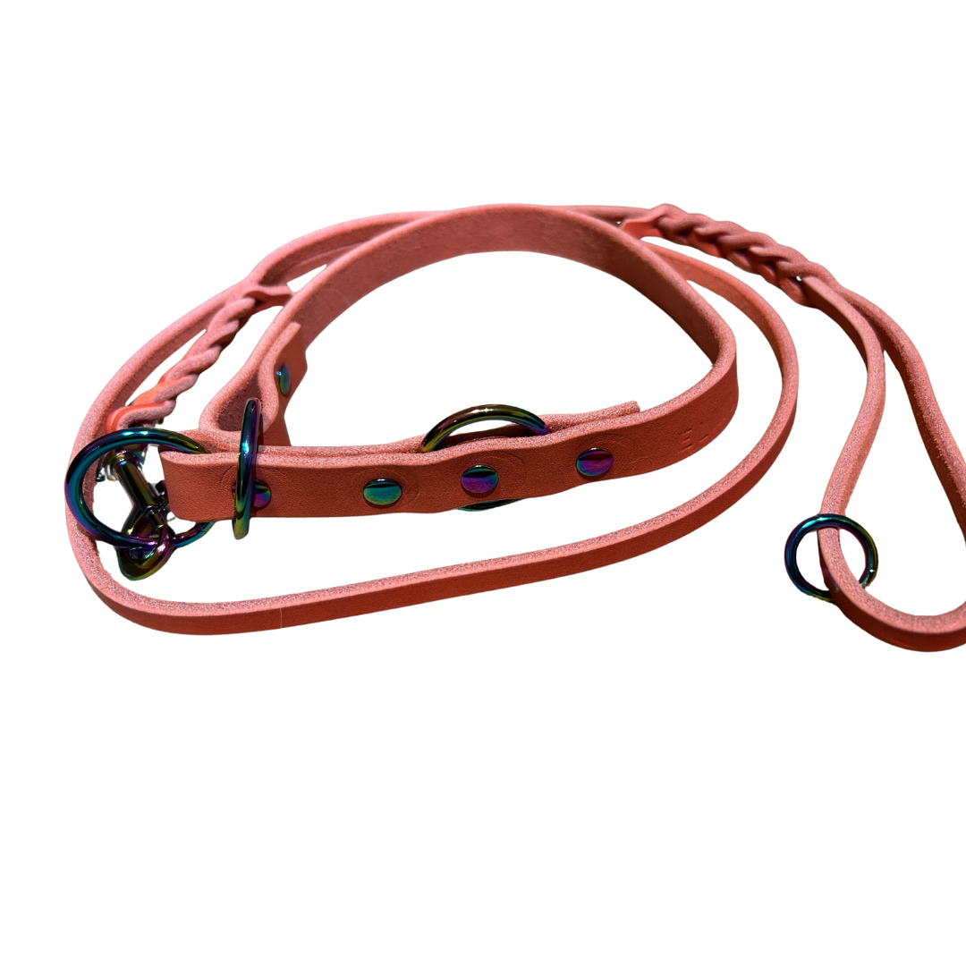 Set Zugstophalsband und Leine Rainbow Collection „Altrosa“