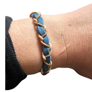 Lederarmband blau/braun mit Magnetverschluss