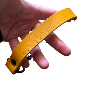 Zugstopp Halsband Fettleder/Curry mit Kette